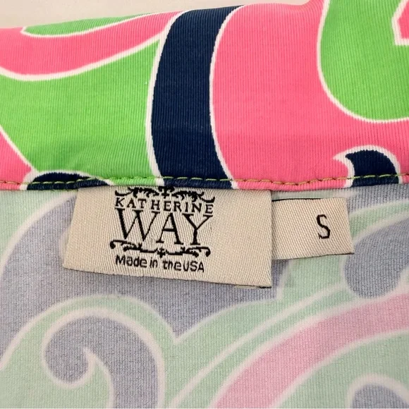 Katherine Way Sheath Scuba Collar Stretch Dress Women’s Small Retro Pink Swirl - Picture 5 of 6